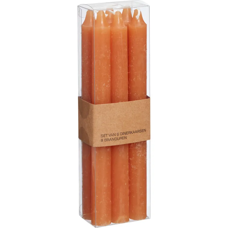 Kwantum Kaarsen & Theelichten|Kaarsen & Theelichten*Dinerkaars oranje 6 Stuks Zalm