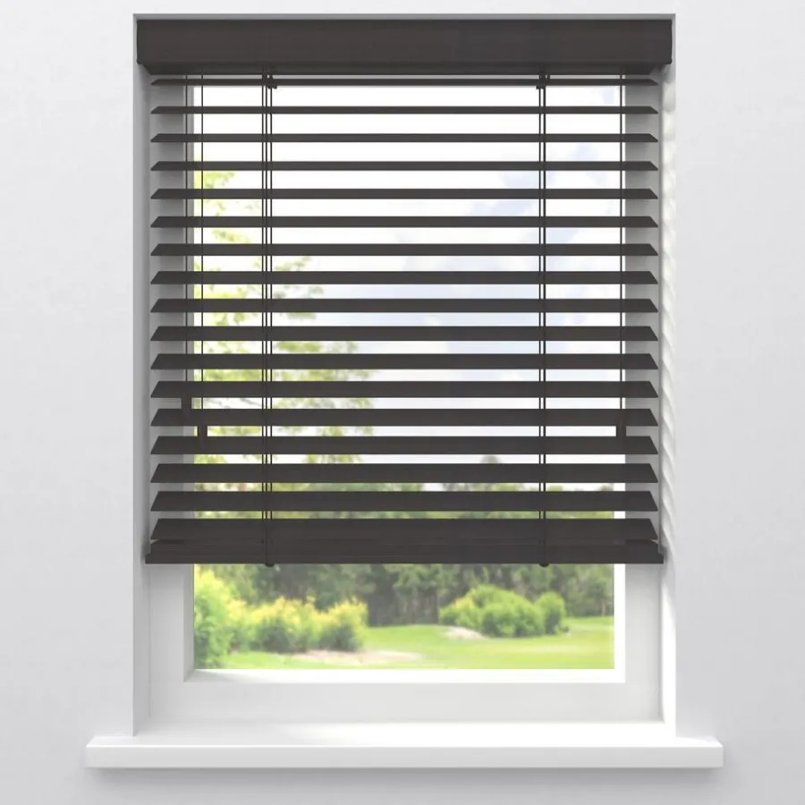 Kwantum Aluminium Jaloezieën|Houten Jaloezieën*Fenstr Bamboe Jaloezie Xavi Donkerbruin 65mm Zwart