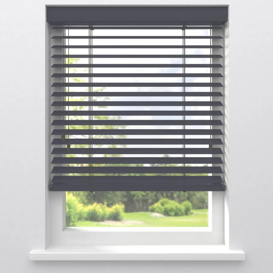 Kwantum Aluminium Jaloezieën|Houten Jaloezieën*Fenstr Houten Jaloezie Wout 50mm Grijs