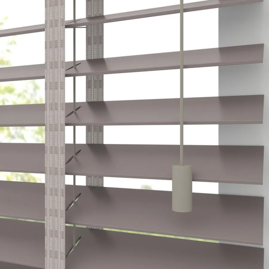 Kwantum Houten Jaloezieën|Jaloezieën*Fenstr Houten Jaloezie Wout 50mm Taupe