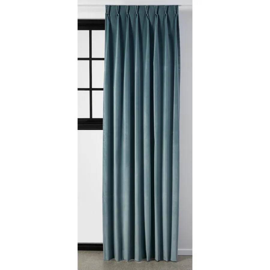 Kwantum Vouwgordijnen|Gordijnen*Gordijn Velours Romeo blauw Grijs