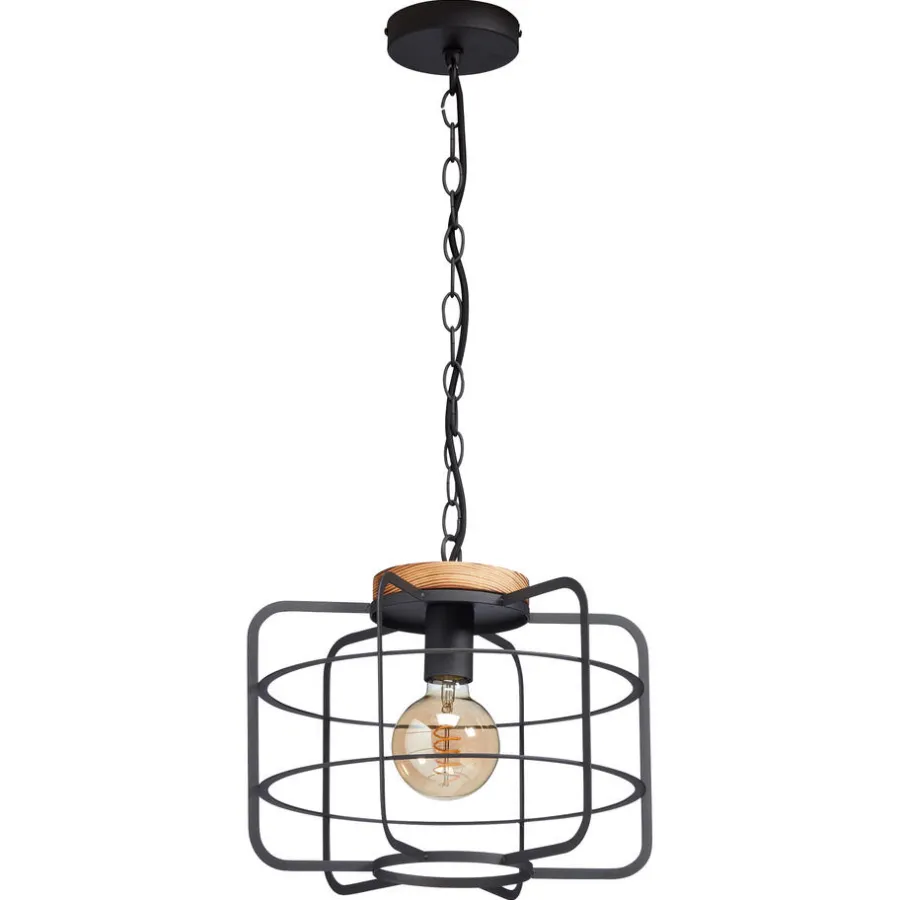 Kwantum Hanglampen*Hanglamp Wood 1-Lichts Zwart