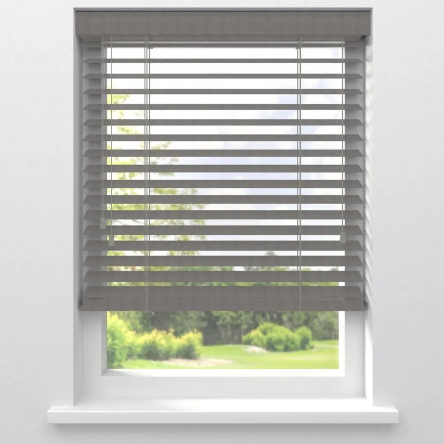 Kwantum Houten Jaloezieën|Jaloezieën*Houtlook Jaloezie Faber Grijs 50mm