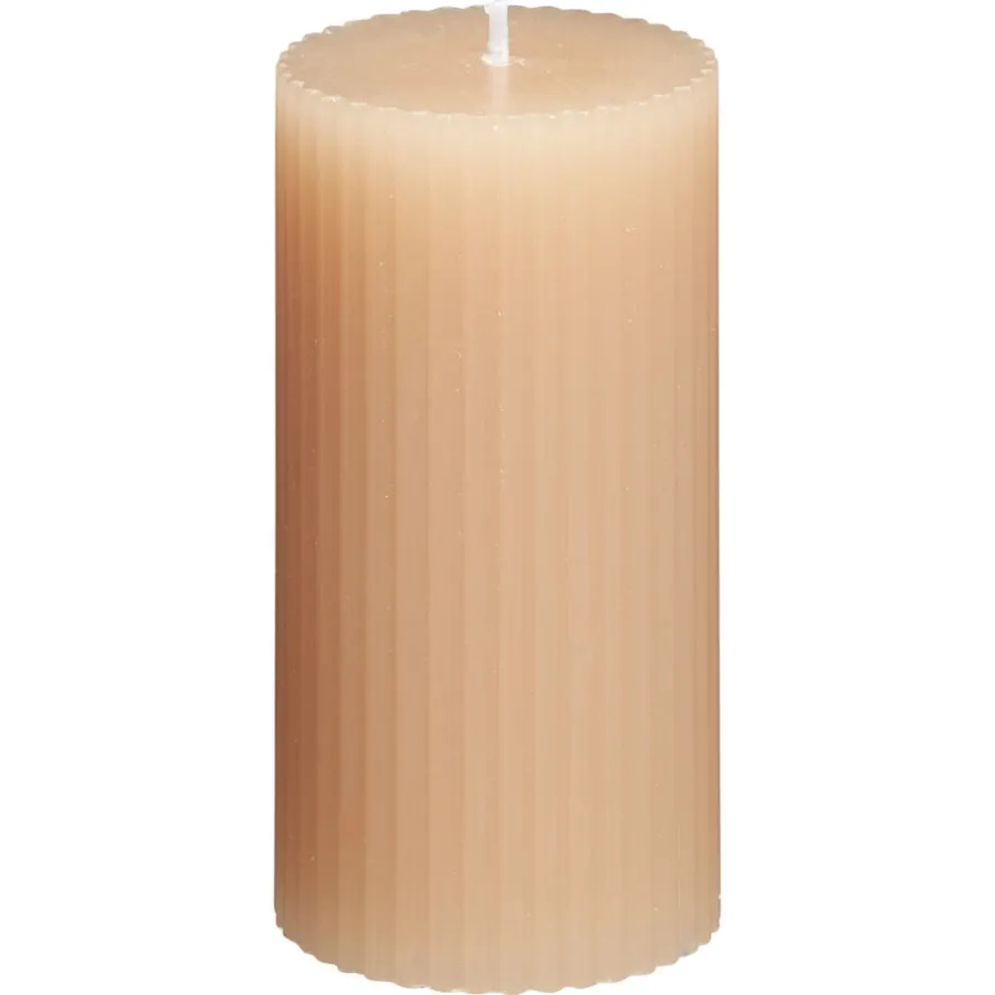 Kwantum Kaarsen & Theelichten|Kaarsen & Theelichten*Kaars Rustiek Ribbel Beige 10 Cm 010CM