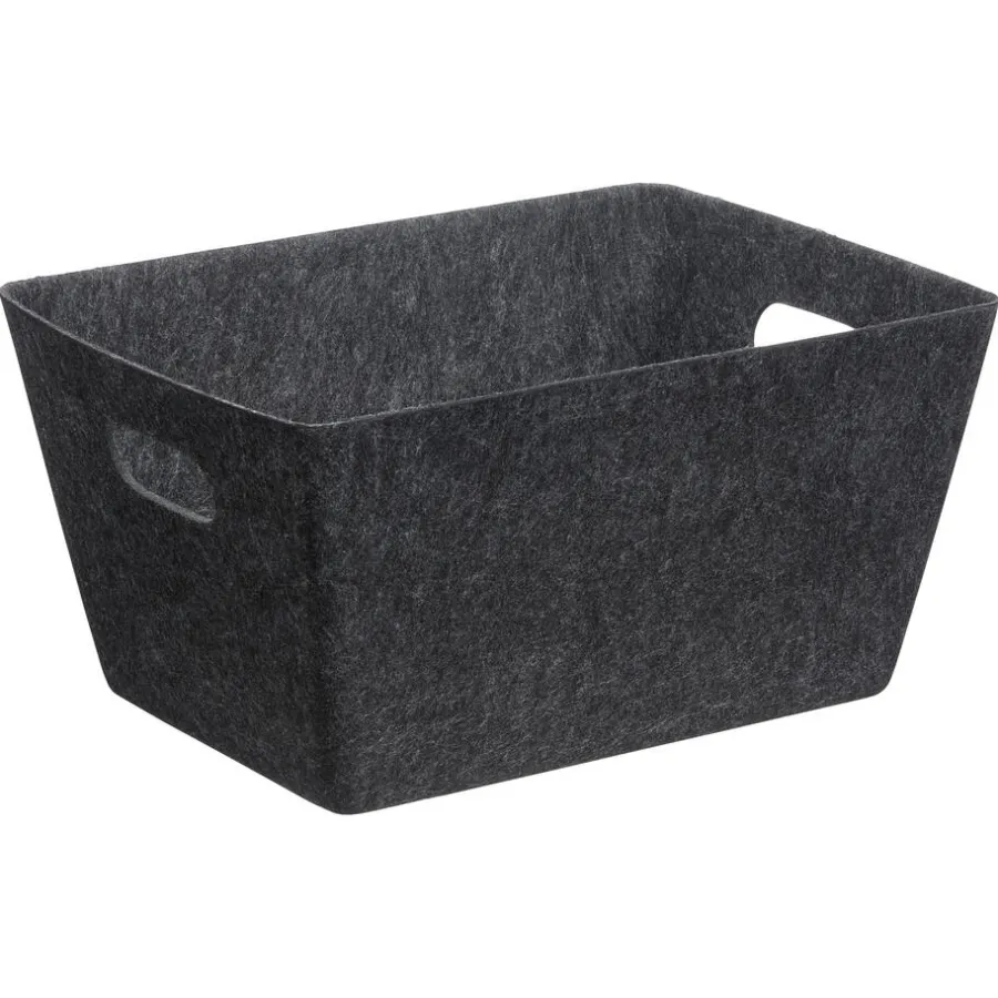 Kwantum Manden|Decoratieve Opbergdozen*Opbergmand Vilt Antraciet 39x29x20cm LichtGrijs