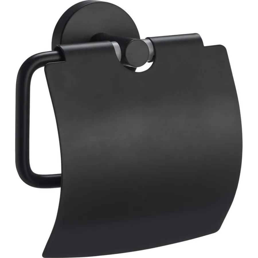 Kwantum Badkameraccessoires*Toiletrolhouder Metaal Zwart 14,5x7x14,5 Cm