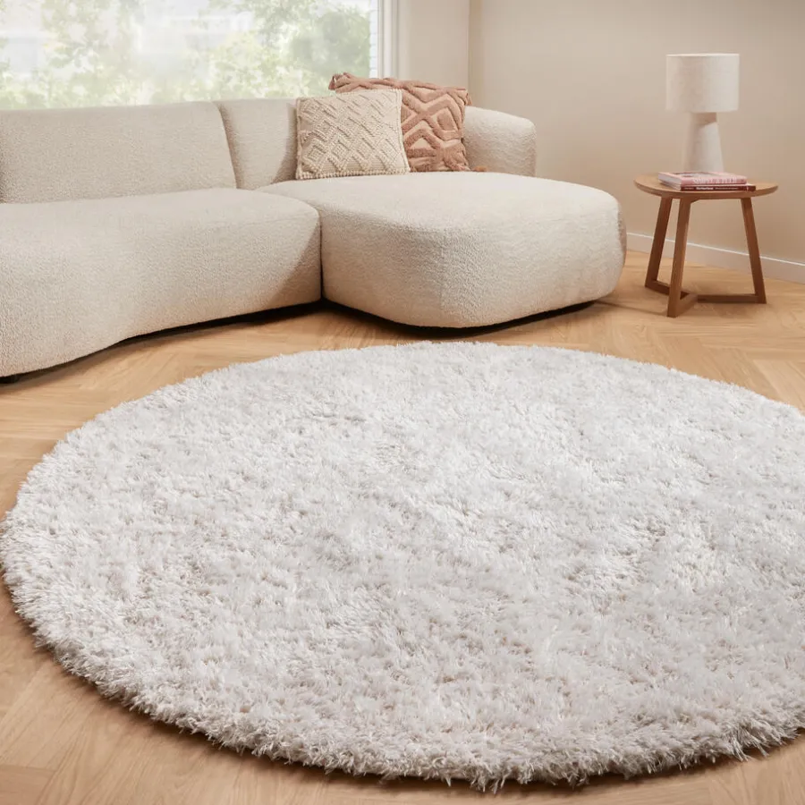 Kwantum Vloerkleden|Vloerkleden Woonkamer*Vloerkleed Cailou Wit ø 180 Cm